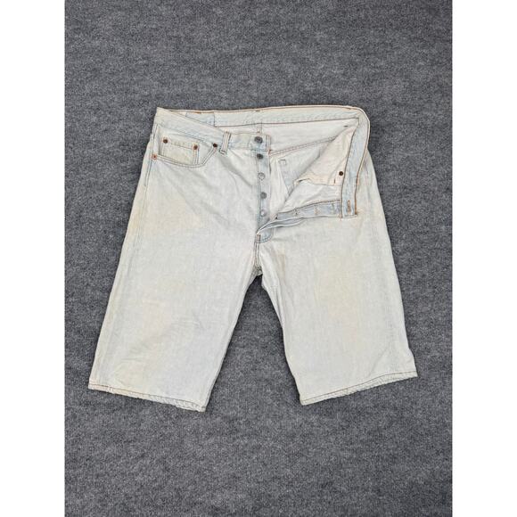 Vintage Levi’s 501 USA Made Light Wash Denim Shorts 38x12 Button Fly 90s - Picture 5 of 16